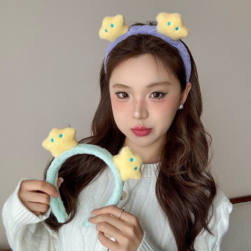 ตุ๊กตาดาวล้างหน้า ชม. วงการบิน น่ารักสไตล์ตุ๊กตาคาดศีรษะอารมณ์หวานสาวล้างหน้าวงผมแต่งหน้าคงที่ห่วงผมแฟชั่นอุปกรณ์ผม