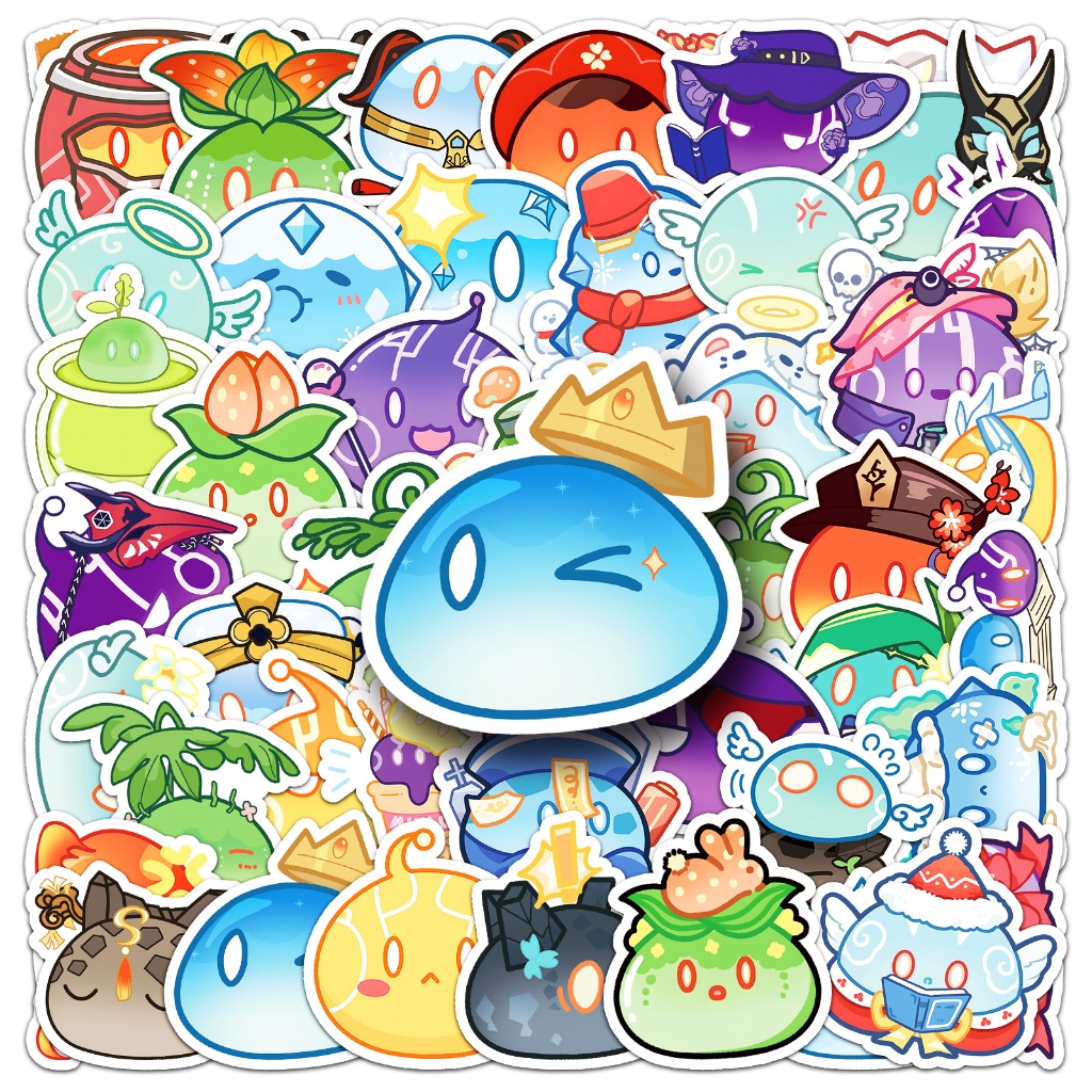 สไลม์ Genshin Impact น่ารัก 50 ชิ้น‌ สติกเกอร์สําหรับเคสโทรศัพท์สเก็ตบอร์ดรถสติกเกอร์ Graffiti กันน้ําสร้างสรรค์เด็ก DIY
