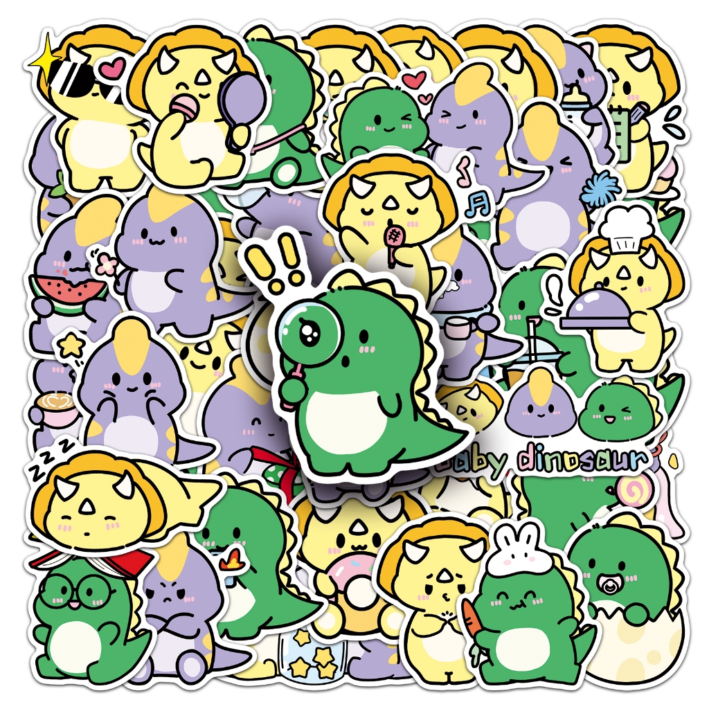 50 ชิ้นน่ารัก ถาม สติกเกอร์ไดโนเสาร์น้อยสําหรับเคสโทรศัพท์สเก็ตบอร์ดสติกเกอร์รถกราฟฟิตีกันน้ําสร้างสรรค์เด็ก ทําเอง
