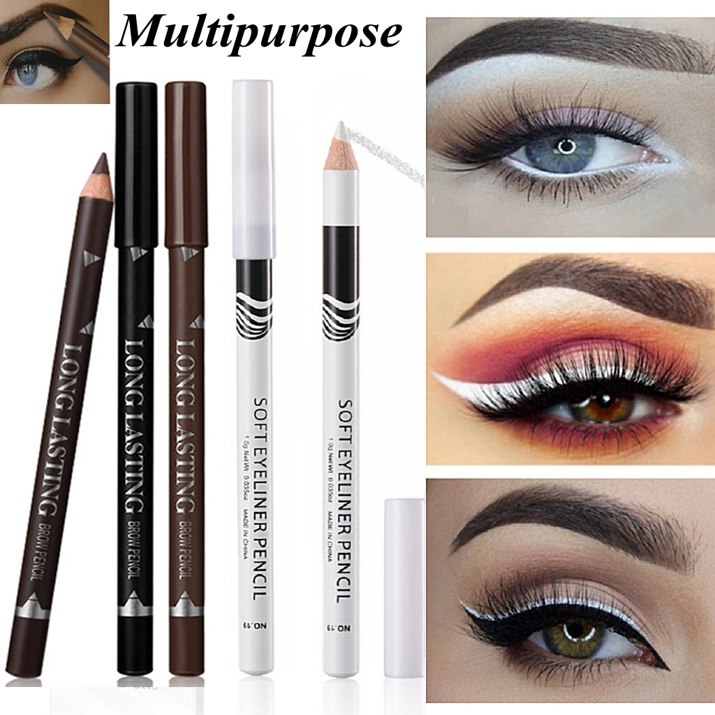 1 ชิ้น White Eyeliner Eyebrow Pen Eyeliner Gel Pen Lying Silkworm Lower Eyelid Pen อเนกประสงค์ dark coffee สีดํา