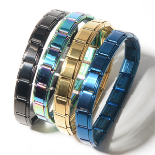 สแตนเลสอิตาลีโมดูลเรียบหลายสีสร้อยข้อมือฟรีประกบรวมกันที่ถอด…