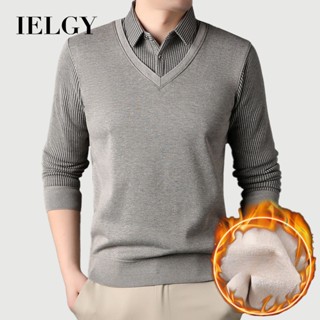 IELGY ปกเสื้อ ผู้ชายฤดูใบไม้ผลิและฤดูใบไม้ร่วงแขนยาวเสื้อยืด…