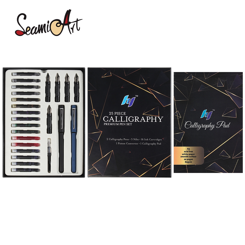 Seamiart 25 ชิ้นการประดิษฐ์ตัวอักษรชุดปากกาพรีเมี่ยมพร้อมแผ่นฝึกโรงเรียนชุดของขวัญ Art Drawing Supplies การเขียนเครื่องเขียน