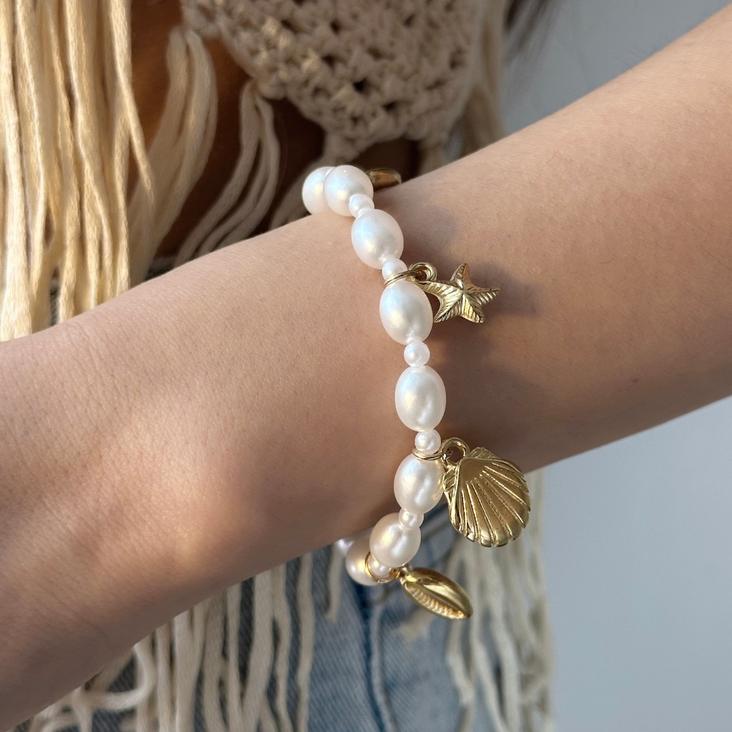 แฟชั่นแฮนด์เมด Boho ไข่มุกเปลือกหอยปลาดาวสังข์ลูกปัดสร้อยข้อเท้าสร้อยข้อมือโซ่เท้าเครื่องประดับชายหาดวันหยุดของขวัญอุปกรณ์เสริม