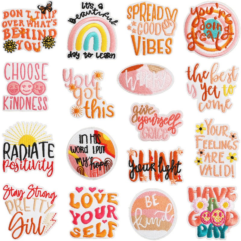 ให้ตัวเอง Grace - Positive English Slangs Iron-On Patch 1 ชิ้น DIY เย็บบนเหล็กบนป้ายแพทช์