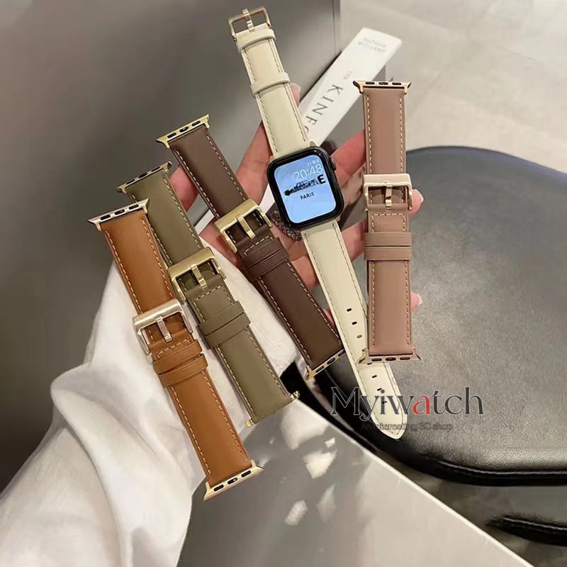 แฟชั่นคลาสสิก cowhide สายหนังสําหรับ iwatch Series 11 10 9 8 7 6 SE 5 4 3 2 1 Lady Man สําหรับ iWatch Band 46/41/45/40 มม.44 มม.38 มม.42 มม.