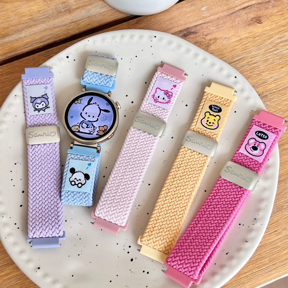 18mm 20mm 22mm Cute Cartoon Braided Watch Strap Compatible For Huawei watch GT 5 สาย Huawei watch GT5 Pro Strap GT2/GT3/GT 4 Strap Redmi watch 5 Lite / Redmi watch 5 Active Strap / Amazfit bip 5 สาย Amazfit bip 3/GTS3/gts2 /Amazfit GTS4 mini สาย