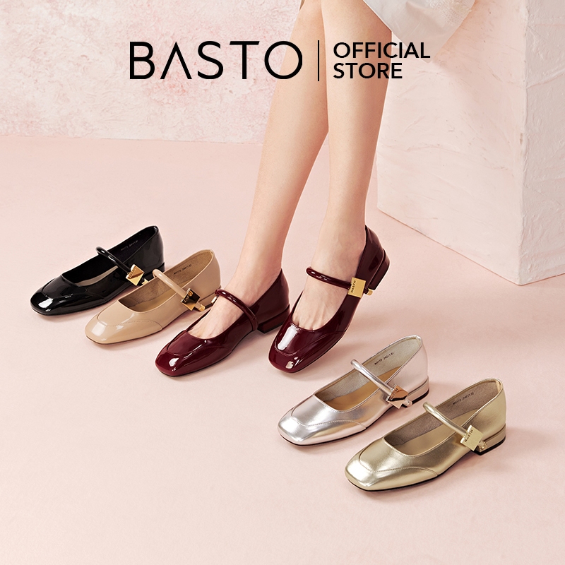 BASTO Women's Mary Jane Flat Shoes รองเท้าแมรี่เจน นิ้วเท้าเหลี่ยม ส้นเตี้ย M3173 M1111 M1335 M1303