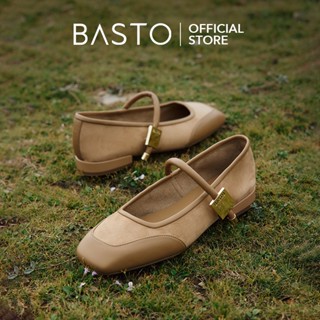 BASTO Women's Mary Jane Flat Shoes รองเท้าแมรี่เจน นิ้วเท้าเ…