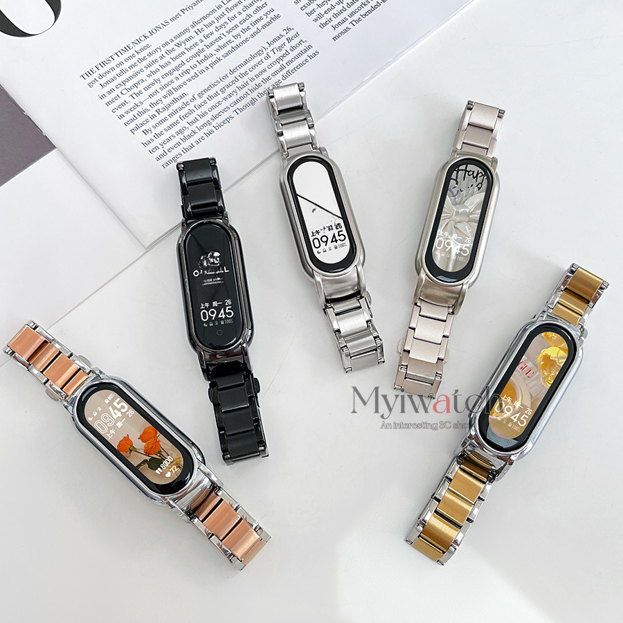 Ultra Fine คลาสสิกสายโลหะสําหรับ Xiaomi Mi Band 10 9 8 7 6 5 3 4 สร้อยข้อมือสายรัดข้อมือ NFC รุ่น Mi band สําหรับ Mi 9 8 Pro ธุรกิจสายรัดข้อมือ