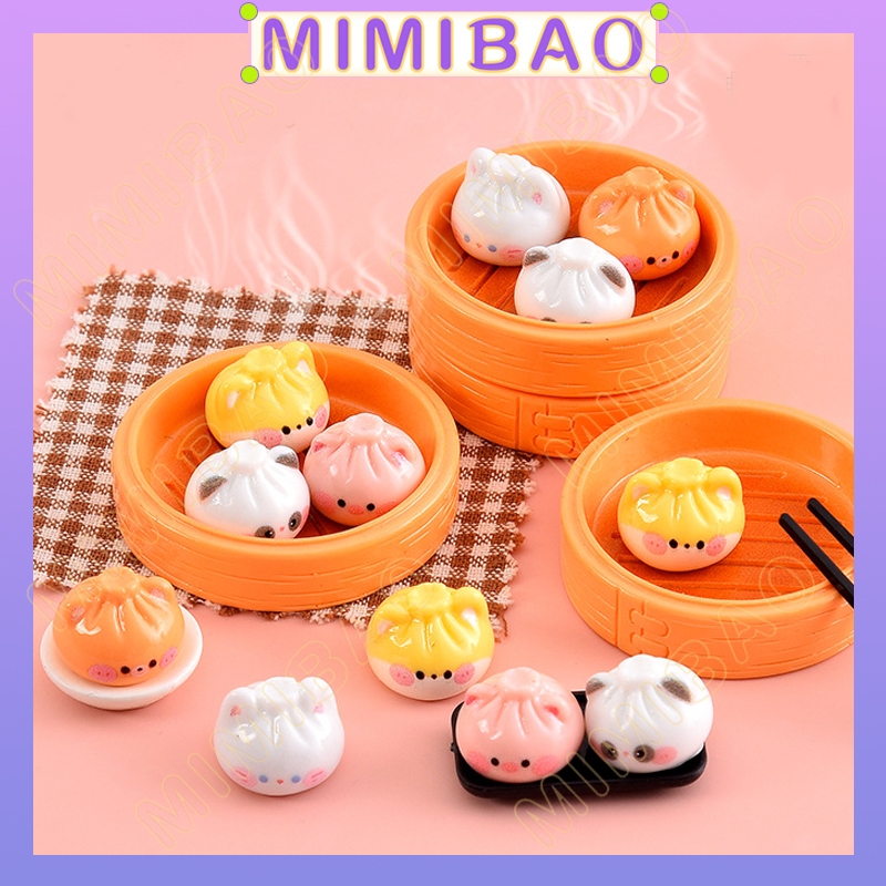 ของเล่นอาหารจําลองคอลเลกชันความสนใจอาหารเช้า Steamer Xiaolongbao สัตว์น่ารักนึ่ง Buns Handmade Desktop ตกแต่ง