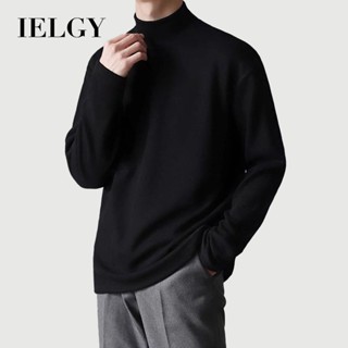 IELGY ผู้ชายครึ่งคอเต่าสองด้านขนแกะสลิมฟิตเสื้อ จุดต่ําสุด อ…