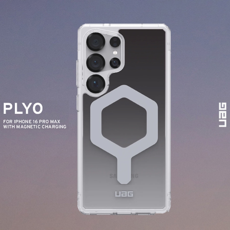SAMSUNG Uag PLYO Proเคสโทรศัพท์สําหรับSamsung Galaxy S25 Ultraกรณีชาร์จแม่เหล็กโปร่งแสงทนทานทหารDropทดสอบฝาครอบป้องกันสําหรับSamsung S24 Ultra S23 Plusป้องกันกรณี
