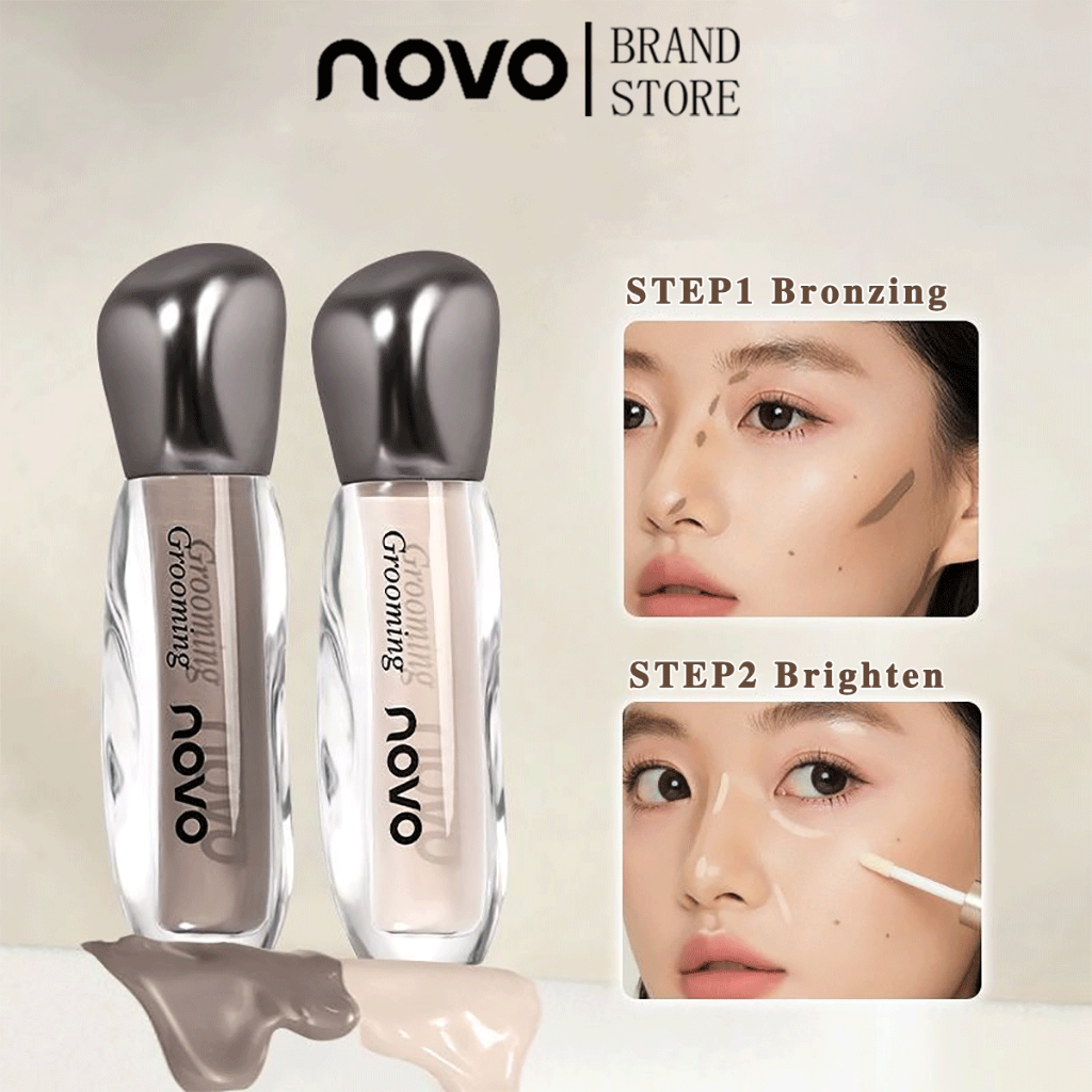 Novo 3D Contouring Liquid 2.5g Natural Matte & Waterproof Multi-Dimensiona Highlight/Shadow Natural Brown Tone Facial Makeup 6426