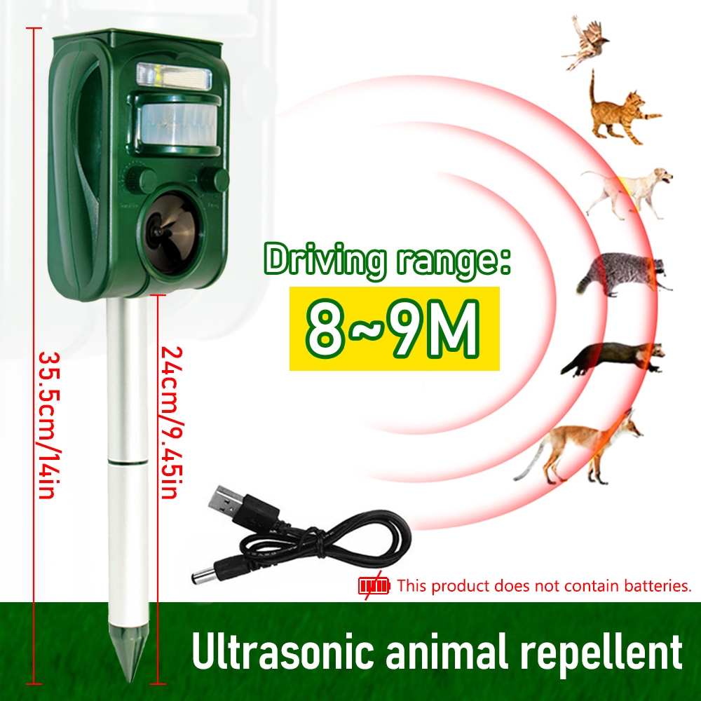 พลังงานแสงอาทิตย์สัตว์ Repeller Ultrasonic PIR Motion Sensor Repellent สวนกลางแจ้ง Pest Bird แมวสุนัขค้างคาว Repellent เก็บสัตว์ Away
