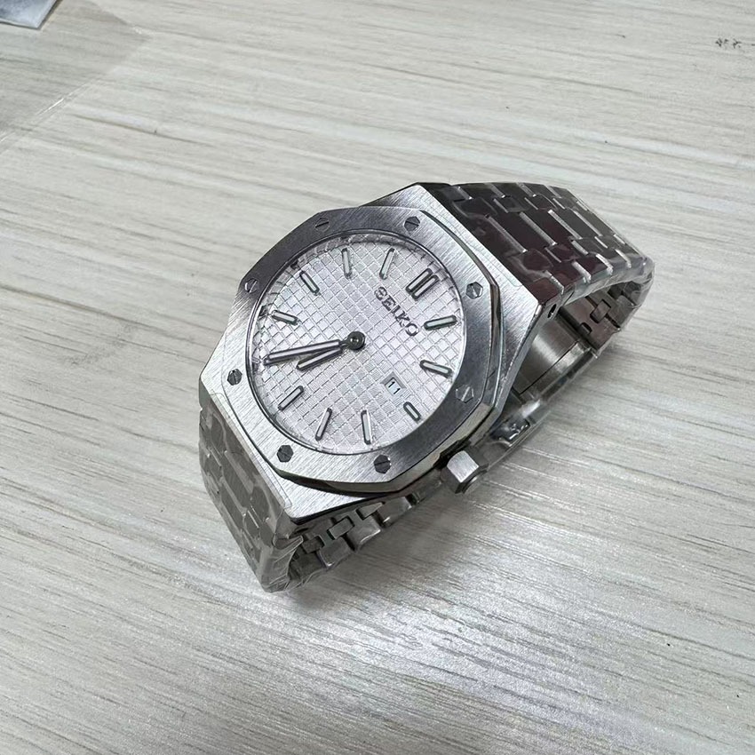 [S Logo] 31MM Simple Ladies Quartz Watch แปดเหลี่ยม Stainless Steel Case Green Luminous Accessories with Japanese VJ24 Movement