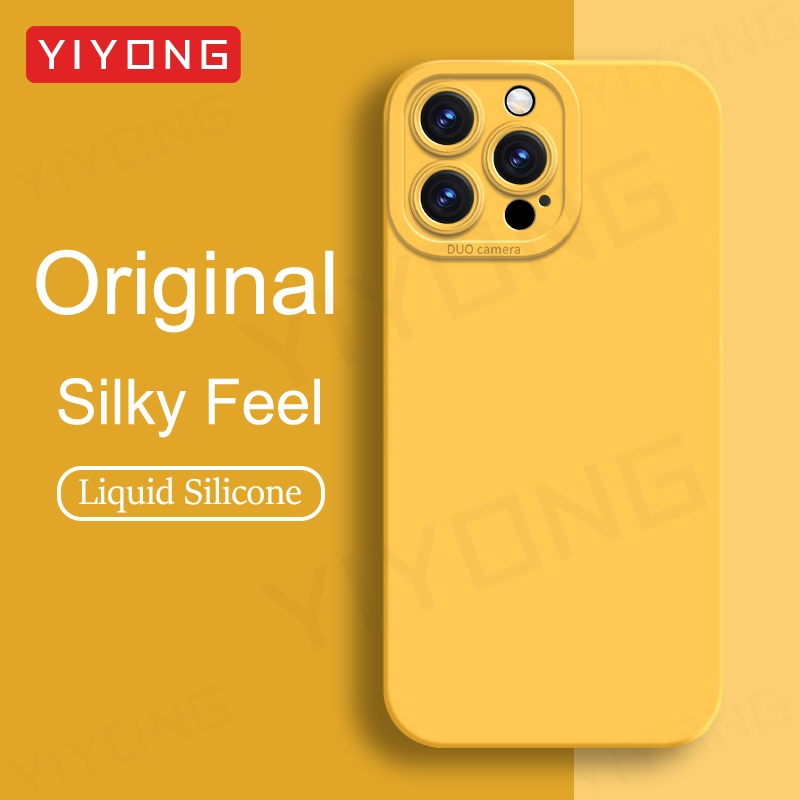 สําหรับiPhone 14 13 12 11 Pro MaxกรณีYIYONGสแควร์ซิลิโคนเหลวนุ่มสําหรับiPhone14 iPhone13 Mini iPhone12 iPhone11 เคสโทรศัพท์