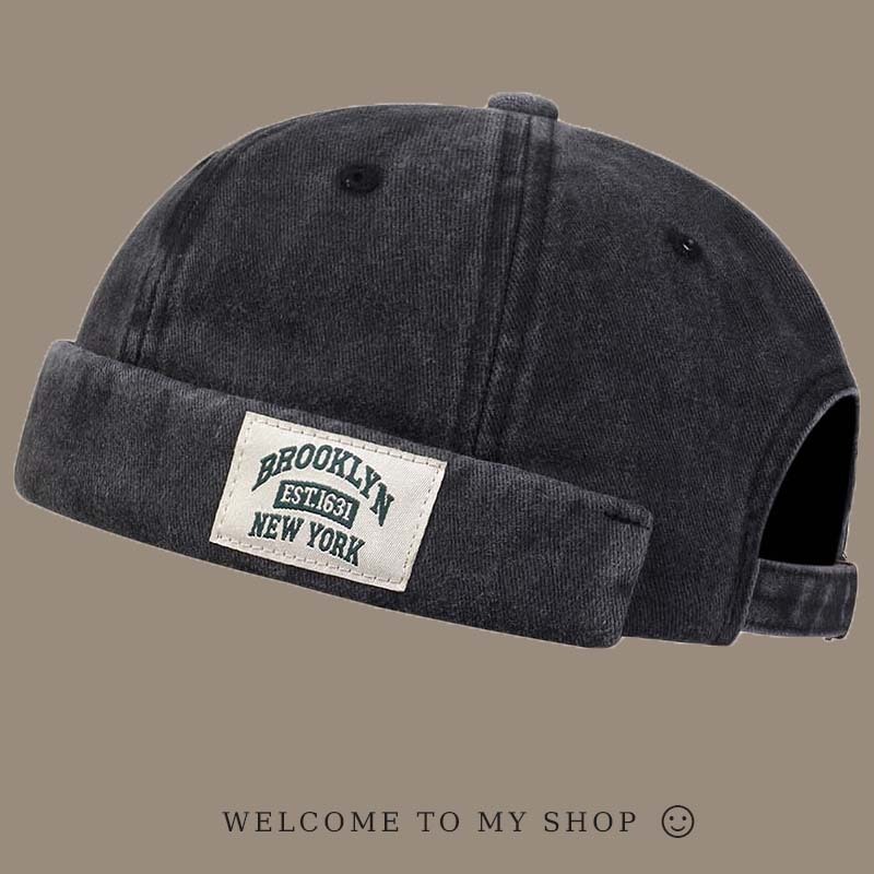 หมวกแก๊ปวินเทจผ้ายีนส์ล้างสําหรับผู้ชาย BROOKLYN1631 ป้าย Beanies หมวก Hip hop snapback