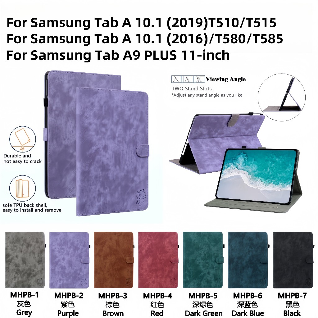 สําหรับ Samsung Galaxy Tab A 10.1 2016 2019 SM-T580 T585 SM-T515 T510 คุณภาพสูงหนัง PU + TPU ฝาครอบ 