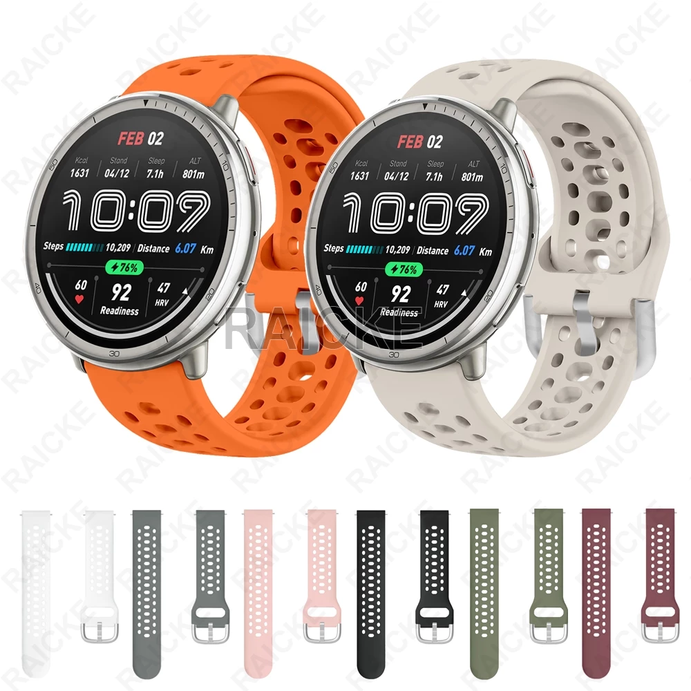 สายรัดซิลิโคนอ่อนที่ระบายอากาศได้สำหรับ Amazfit Active 2 / Active 2 Square / Active 3 Premium