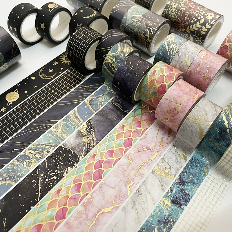 3 ม้วน/ชุด 5 เมตร Ins Gold Stamping Washi เทป Gilding Self กาว Journal Planner Masking เทป DIY Scrapbooking ไดอารี่สติกเกอร์วัสดุ Art หัตถกรรม ราคา ถูกที่สุด ดีลบีเคเค แกลเลอรีภาพที่ 2