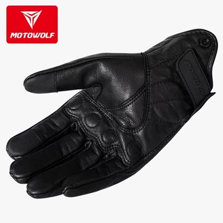 ถุงมือขี่มอเตอร์ไซค์ Motowolf MDL0302 ทำจากหนังแกะ กันน้ำได้ ใช้ได้ทุกฤดู