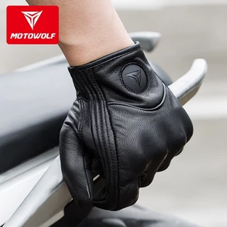 ถุงมือขี่มอเตอร์ไซค์ Motowolf MDL0302 ทำจากหนังแกะ กันน้ำได้ ใช้ได้ทุกฤดู