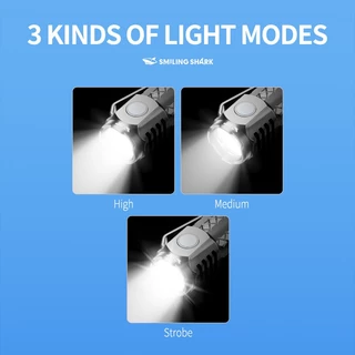 SmilingShark SD5314 ไฟฉาย led มินิ 3*LED ด้วยคลิปโลหะ ไฟคบเพลิง สว่างมาก 3 โหมด Type-C แบบชาร์จได้ น้ำหนักเบาและพกพา กันน้ำสำหรับการตั้งแคมป์เดินป่าในครัวเรือน