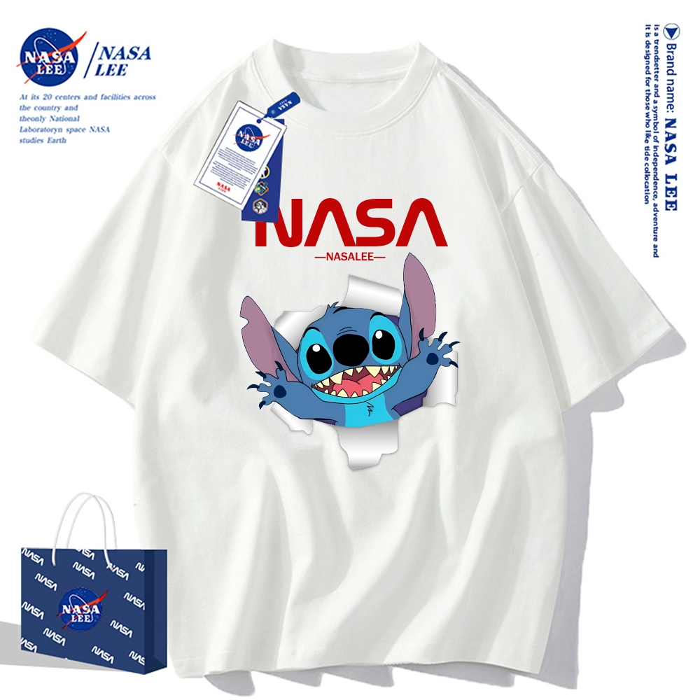 ✨สินค้าพร้อมส่ง✨NASA เสื้อยืดแขนสั้น - สติทชี่, 100% ผ้าฝ้าย, ใส่ได้ทั้งชายและหญิง
