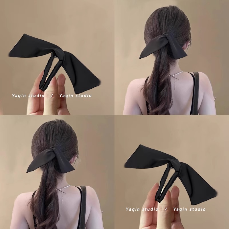 หูกระต่ายผ้าซาติน!Banana Clip Grab Clip คลิปแนวตั้งหญิง!กิ๊บติดผม 2025 เครื่องประดับผมสไตล์ใหม่