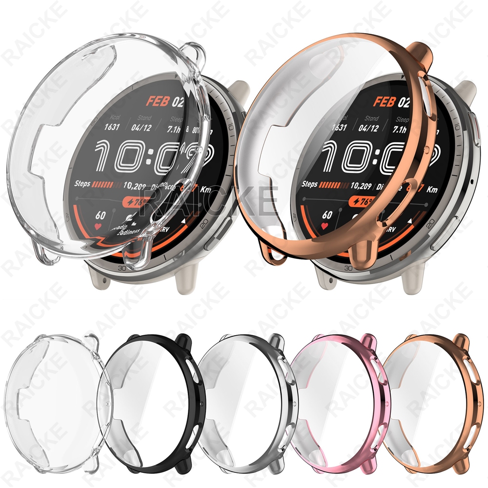 เคสซิลิโคน TPU แบบนุ่มตัวป้องกันหน้าจอแบบเต็มสําหรับ Amazfit Active 2 / Amazfit Active 3 Premium