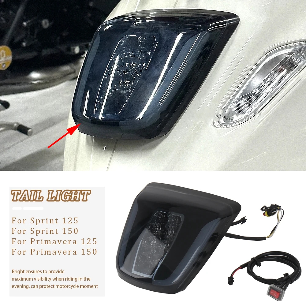รถจักรยานยนต์ LED ไฟท้ายด้านหลังไฟเบรคสําหรับ VESPA Sprint Primavera 125 150 Sprint Primavera 150 125 Sprint 150 อุปกรณ์เสริม
