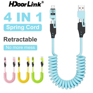 Hdoorlink 4 in 1 60W ฤดูใบไม้ผลิสายเคเบิลข้อมูลสั้น 6A USB T…