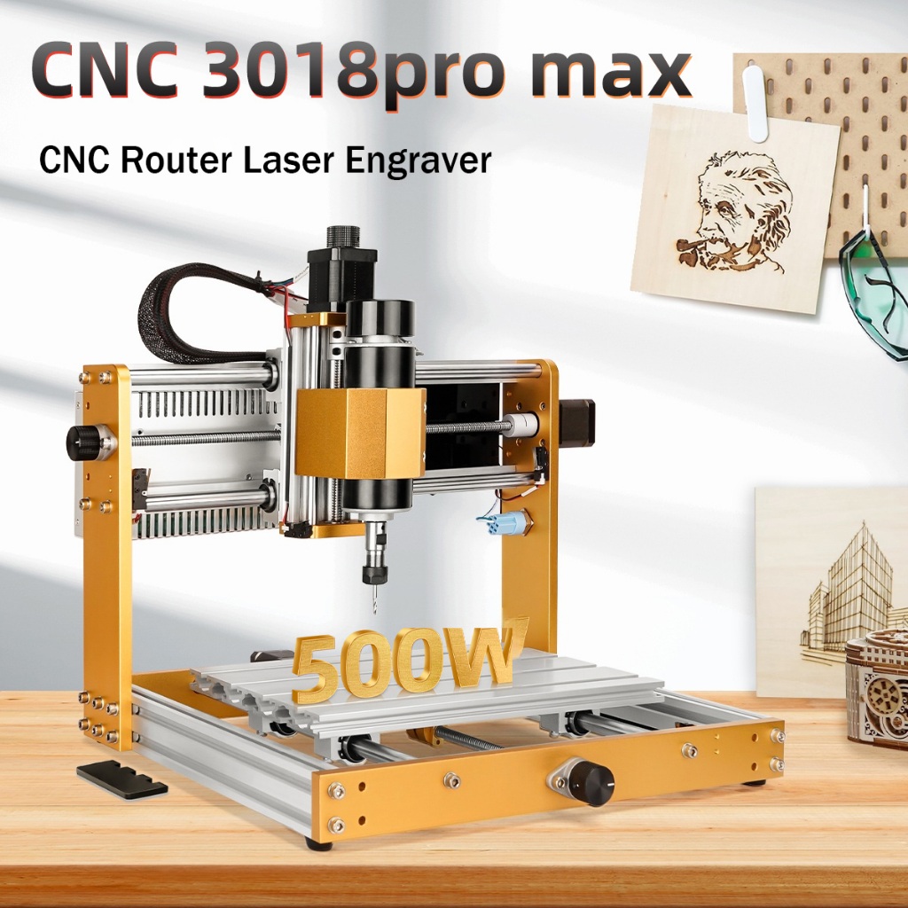 LUNYEE CNC 3018 PRO MAX เครื่อง cnc โลหะ All-Metal เครื่องกัดเลเซอร์แกะสลัก Cnc Router สําหรับ MDF PVC อีพ็อกซี่โลหะแกะสลักตัดไม้โลหะอะคริลิค MDF ไฟเบอร์แกะสลักตัด
