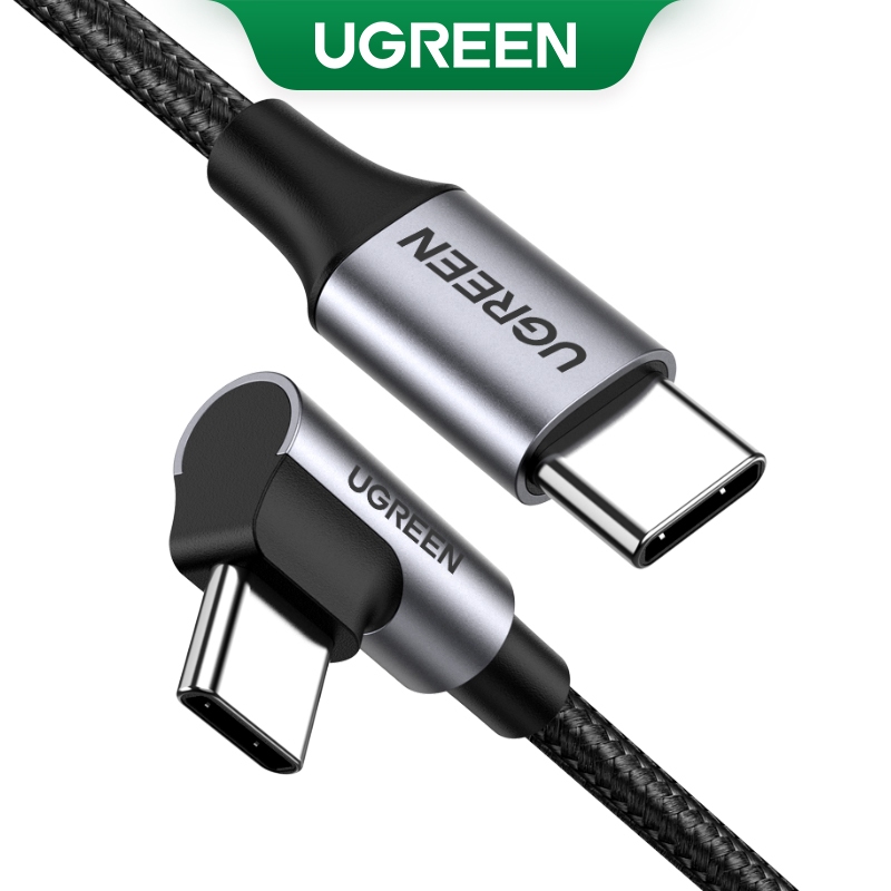 Ugreen สายชาร์จ USB Type C PD 60W 90 องศา QC 4.0 สําหรับแล็ปท็อป แท็บเล็ต โทรศัพท์ Samsung Galaxy S9 S8 iPad Pro Huawei Matebook Dell Xiaomi