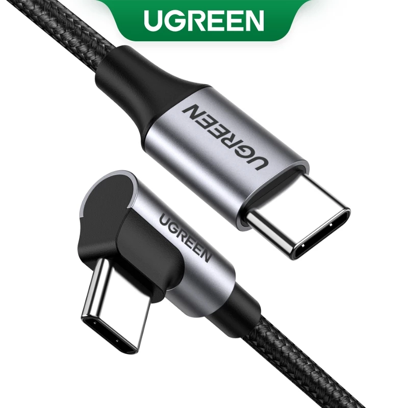 Ugreen สายชาร์จ USB Type C PD 60W 90 องศา QC 4.0 สําหรับแล็ปท็อป แท็บเล็ต โทรศัพท์ Samsung Galaxy S9 S8 iPad Pro Huawei Matebook Dell Xiaomi