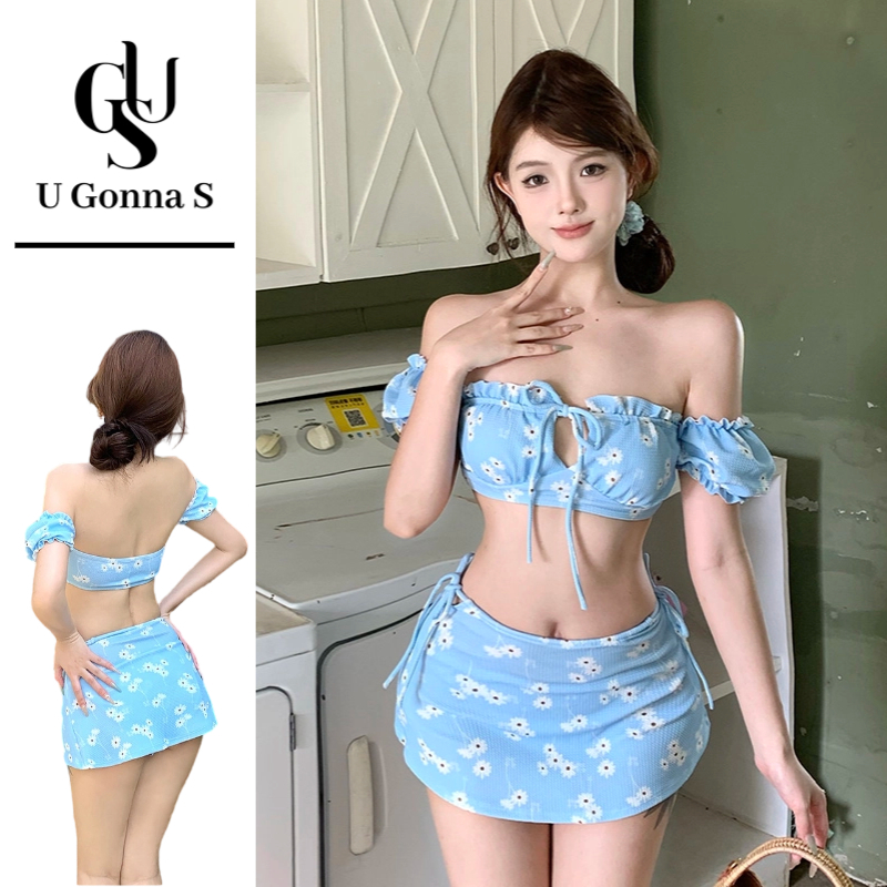 U Gonna S ชุดว่ายน้ําผู้หญิง 3 ชิ้นชุดบิกินี่เบาะพร้อมฝาครอบเอวสูงชุดเซ็กซี่ Beachwear สีฟ้าแฟชั่นน่ารักเสื้อผ้า Oodd ออกแบบใหม่ 2025 – โปรปัง
