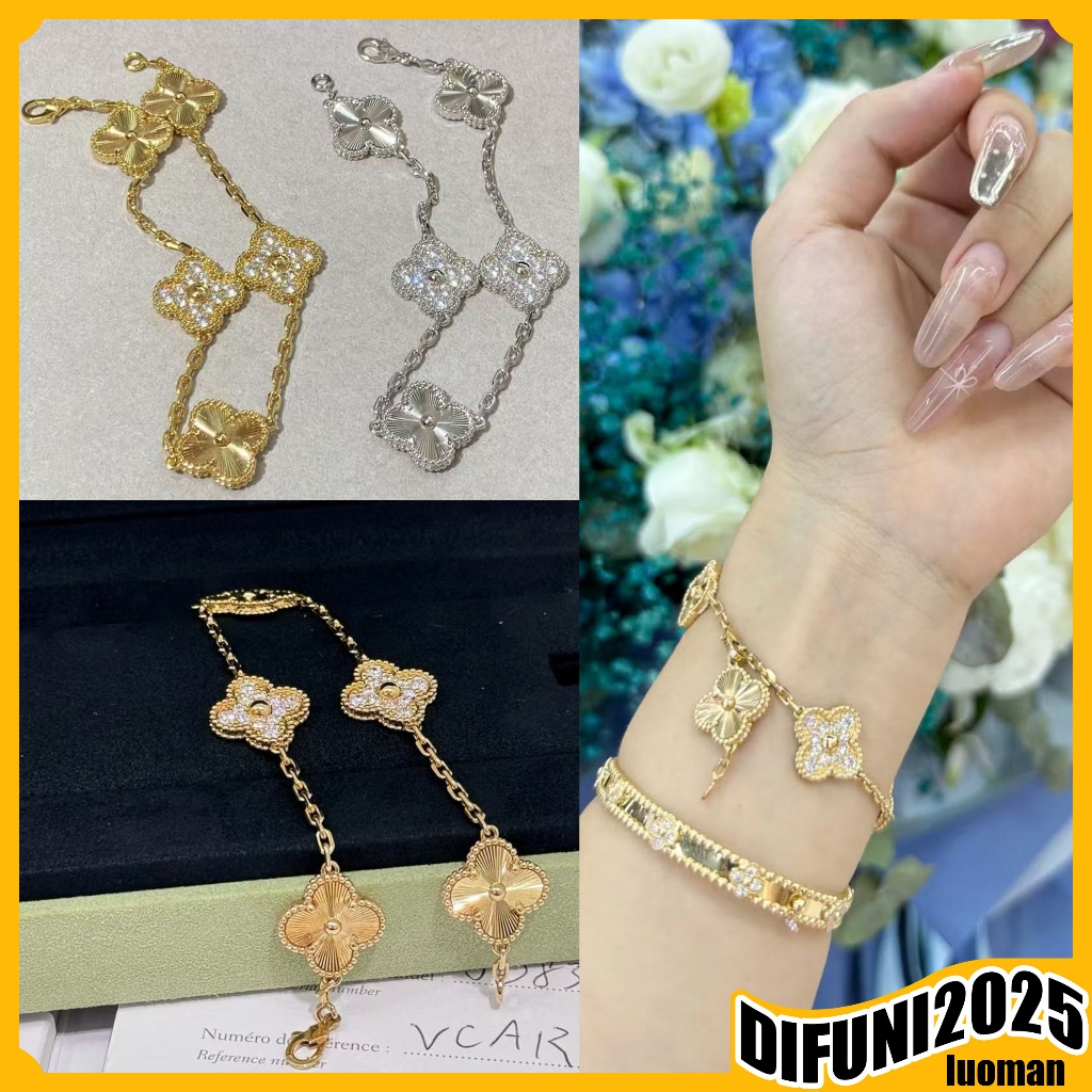 สร้อยข้อมือเพชรเลเซอร์คุณภาพสูงโคลเวอร์สี่ใบแฟชั่น