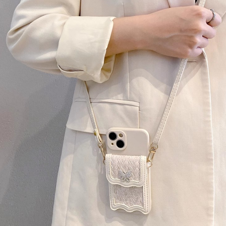 หรูหรา 3D เพชรผีเสื้อกระเป๋าหนังCrossbody Lanyard Soft CaseสําหรับiPhone 16 15 14 Pro Max 13 12 11 X XS XR 7 8 Plus Cover
