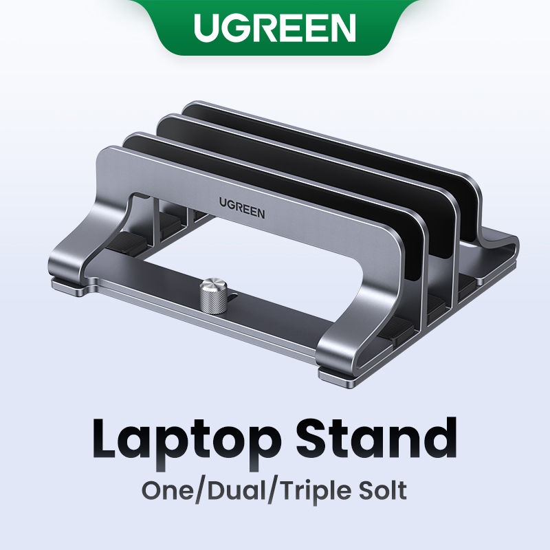 Ugreen ขาตั้งแล็ปท็อปอลูมิเนียมแนวตั้งพับได้สําหรับโต๊ะ Dual Slot แล็ปท็อปขาตั้งปรับได้ Dock สําหรับ Macbook Air Pro แท็บเล็ต 1 ช่อง/2 ช่อง/3 ช่อง