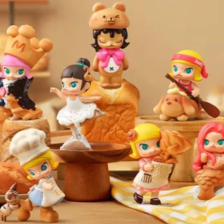 POPMART POPMART MOLLY Bread Head Series การตกแต่งกล่องลึกลับฟิกเกอร์