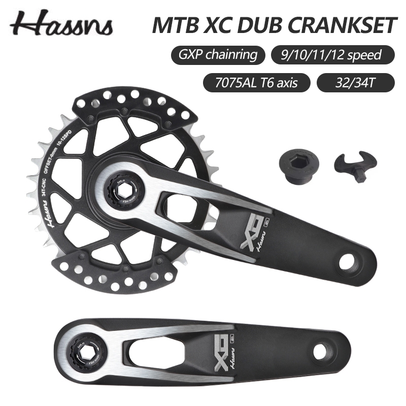 HASSNS จักรยานเสือภูเขา Hollow Crank 29 มม.เพลาความแข็งแรงสูง 7075 อลูมิเนียมบวกลบฟัน DUB Crank GXP