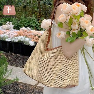 Women's Fashionable Beach Bag Hand Woven Rattan handbag Summer Beach Shoulder Bag Beach Bag Straw Retro Bag For Female Single