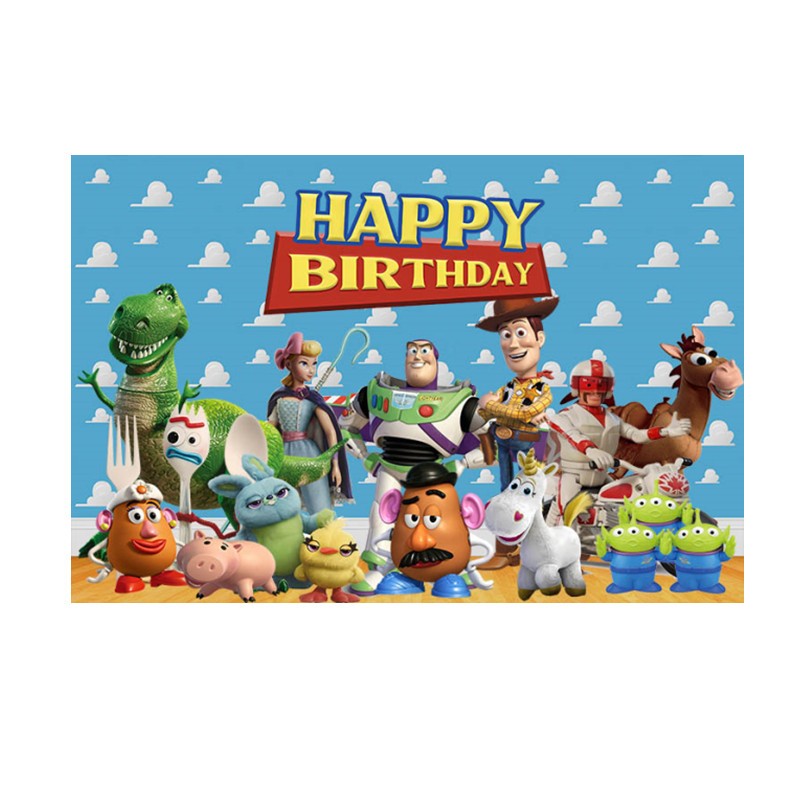 120*80 ซม.Toy Story เด็กการถ่ายภาพฉากหลังสําหรับ Boy Birthday Party Decor เด็กวันเกิดการ์ตูนภาพพื้นหลังตกแต่งบ้าน