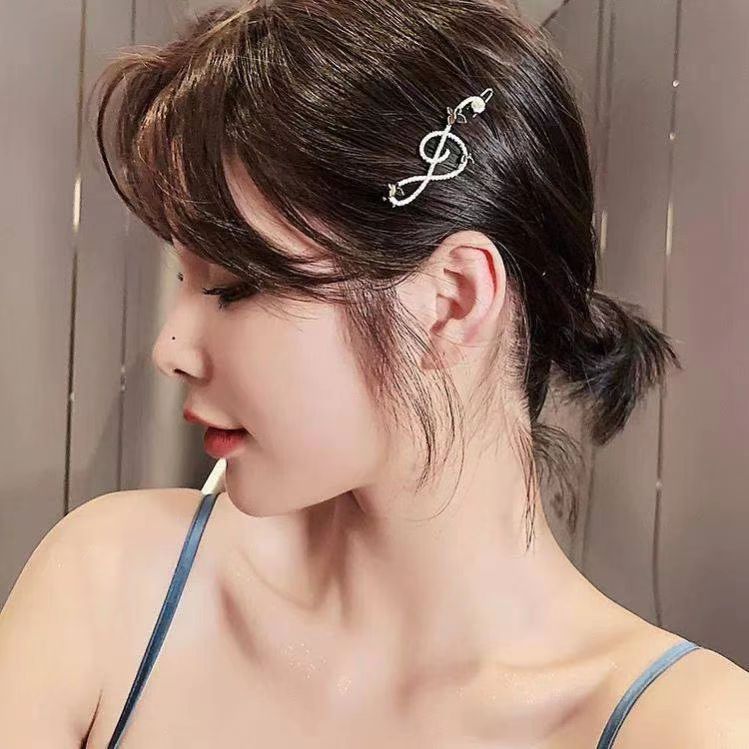 เดี่ยวเกาหลีใหม่ที่ละเอียดอ่อนทุกวันเพชร-หุ้มห่อ มุกหมายเหตุโลหะเรียบคลิปด้านคลิปเครื่องประดับผมผู้หญิง
