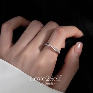 Love2Self J045 แฟชั่น Cross Zirconia แหวนปรับสําหรับผู้หญิงเปิดแหวนออกแบบสวมใส่ทุกวัน