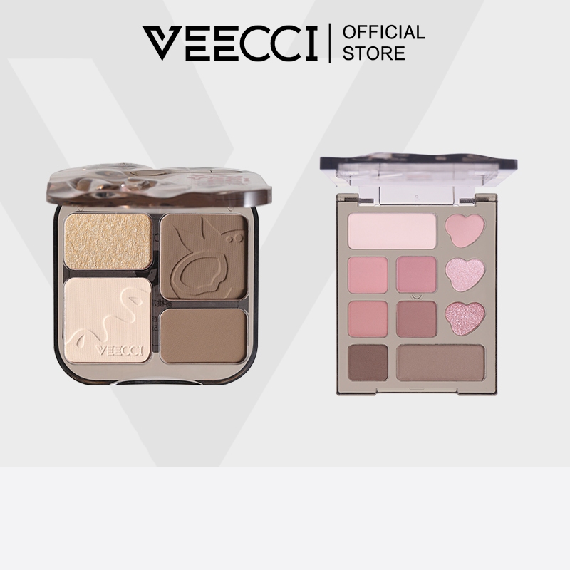 VEECCI คอนทัวร์ ไฮไลท์ จานสี 4 in 1 เคลือบ ชิมเมอร์ + อายแชโดว์ สิบสี เคลือบ 8g+4.2g