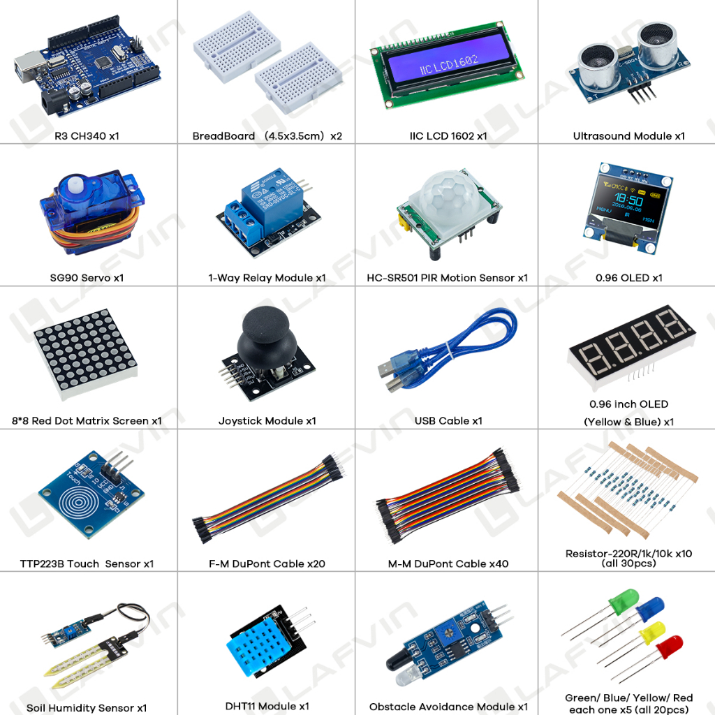 Lafvin ชุดโมดูลเซนเซอร์สตาร์ทเตอร์ สําหรับ Arduino Uno Set R3 0.96 นิ้ว OLED 1602 หน้าจอ LCD พร้อมสอน ราคา ถูกที่สุด ดีลบีเคเค แกลเลอรีภาพที่ 2