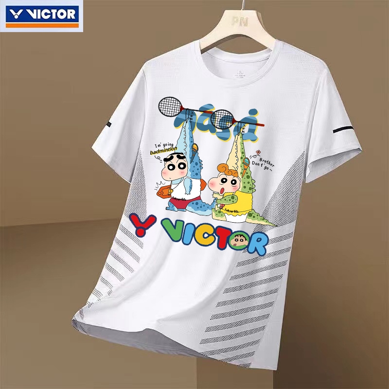 ชัยชนะ เสื้อแบดมินตันใหม่สําหรับผู้ชายและผู้หญิงแห้งเร็วระบายอากาศคอกลมแขนสั้นเสื้อผ้าฝึกซ้อมเสื้อผ้าการแข่งขัน
