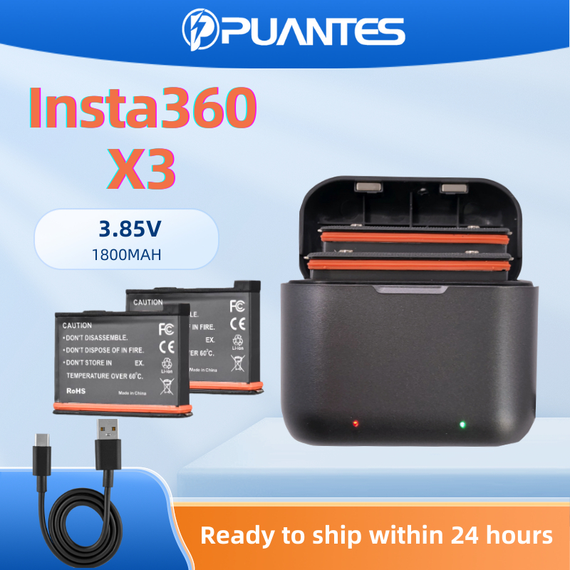 Puantes Insta360 X3 Insta360 X3 Storage Flip Double Slot Charger + แบตเตอรี่เหมาะสําหรับ Insta360 X3